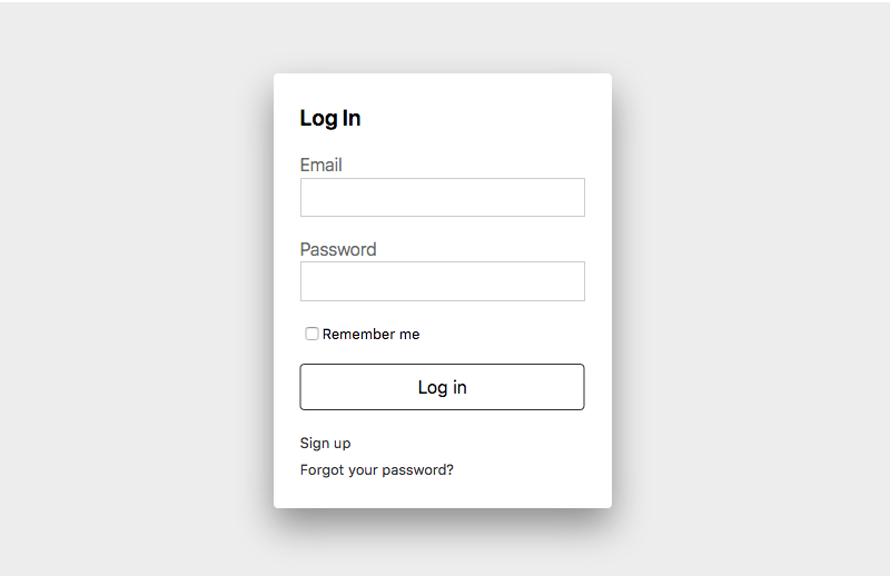 login form screenshot